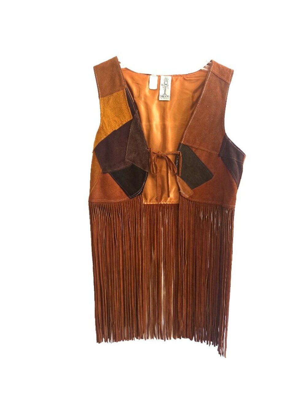 VTG 70s Suede Fringe Vest Boho Western Hippie Leather Long Costume Small